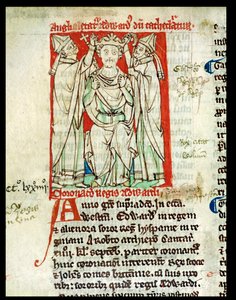 Edoardo I (1239-1307), miniatura da Flores Historiarum, di Matthew Paris, 1250-52 da English School