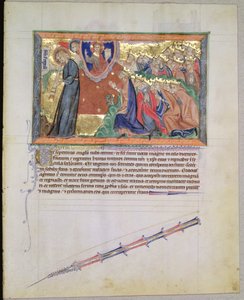 Ms L.A. 139-Lisboa fol.28 Il 7° angelo che suona la tromba e i 24 Anziani che adorano Dio, dall