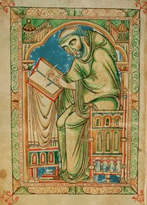 Monaco Eadwine al lavoro sul manoscritto, Eadwine Psalter, c.1150