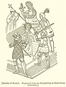 Omicidio di Becket. Inciso da un vecchio dipinto nella Cattedrale di Canterbury da English School