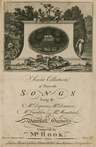 Partitura musicale che raccoglie le canzoni preferite cantate nei Giardini di Vauxhall, Londra, composte da Mr Hook da English School