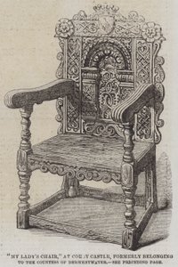 "La sedia della mia signora," al castello di Corby, appartenuta alla contessa di Derwestwater (incisione) da English School
