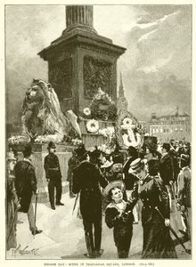 Giorno di Nelson: scena a Trafalgar Square, Londra da English School