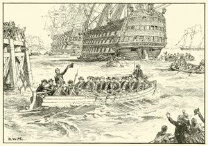 Nelson sale sulla sua nave ammiraglia a Portsmouth da English School