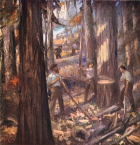 Nuovo Brunswick, William Davidson, il primo boscaiolo del Canada, taglia alberi per la Marina Britannica