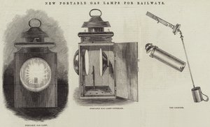 Nuove lampade a gas portatili per ferrovie (incisione)