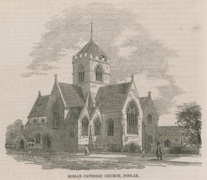 Nuova chiesa cattolica romana vicino ai West India Docks da English School