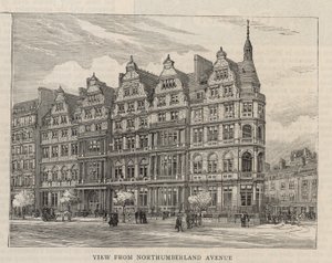 Nuovo edificio del Constitutional Club in Northumberland Avenue: Vista da Northumberland Avenue da English School