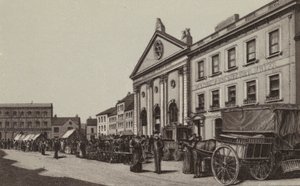 Newbury: Corn Exchange e Market Place (litografia) da English School