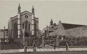 Newbury: Chiesa e scuole wesleyane (litografia) da English School