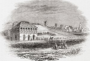 Ippodromo di Newmarket, Newmarket, Inghilterra ai tempi di Carlo I, da Old England: A Pictorial Museum, pub. 1847
