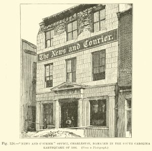 Ufficio News and Courier, Charleston, danneggiato nel terremoto della Carolina del Sud del 1886 da English School