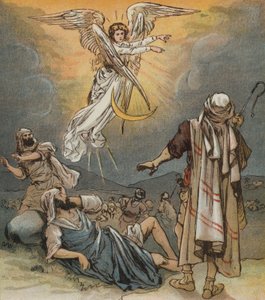Annuncio della nascita di Cristo ai pastori (litografia a colori) da English School