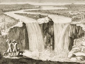 Cascate del Niagara, dopo uno schizzo fatto da Padre Hennepin nel 1677, da 