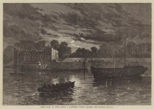 Guardia Notturna al Castello di Upnor, un Magazzino di Polvere da Sparo del Governo, vicino a Chatham (incisione) da English School