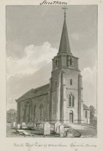 Vista nord-ovest della chiesa di Streatham, Surrey da English School