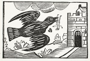 Ora da un corvo di grande forza, via il povero Tom fu portato, illustrazione da Chap-books del XVIII secolo di John Ashton, pub. 1882 da English School