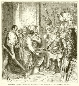 Odoacre costringe Romolo Augustolo a rinunciare alla dignità imperiale da English School