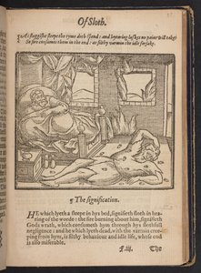 Di accidia", da "A christall glasse of Christian reformation, wherein the godly maye beholde the coloured abuses vsed in this our present tyme", di Stephen Batman
