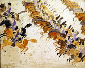 Ufficiali a cavallo al galoppo, c.1840 da English School