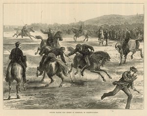 Ufficiali che giocano a polo (hockey a cavallo) su Woolwich Common da English School