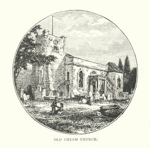 La vecchia chiesa di Cheam (incisione) da English School