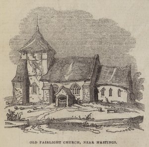 Vecchia chiesa di Fairlight, vicino a Hastings (incisione) da English School