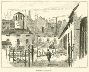 Vecchio mercato di Farringdon (incisione) da English School