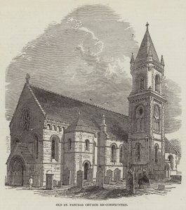 Vecchia chiesa di St Pancras ricostruita (incisione) da English School