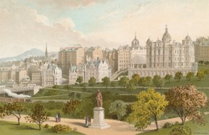Città Vecchia di Edimburgo dai Giardini di Princes Street da English School