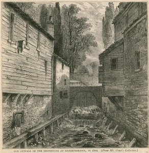 Vecchio sbocco del Serpentine a Knightsbridge nel 1800 da English School