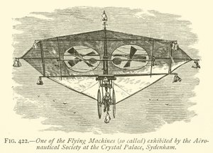 Una delle macchine volanti (così chiamate) esposte dalla Società Aeronautica al Crystal Palace, Sydenham