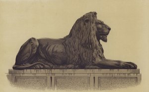 Una delle statue di leone di Trafalgar Square, Londra da English School