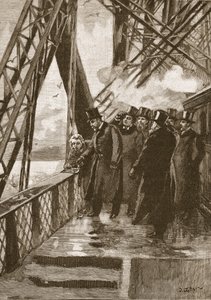Inaugurazione del Ponte di Forth da parte del Principe di Galles, 4 marzo 1890, illustrazione da Cassells Illustrated History of England da English School