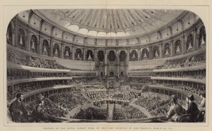 Inaugurazione della Royal Albert Hall of Arts and Sciences da Sua Maestà, 29 Marzo 1871 (incisione) da English School