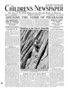 Apertura della tomba del Faraone, illustrazione da The Childrens Newspaper, 13 gennaio 1923 da English School