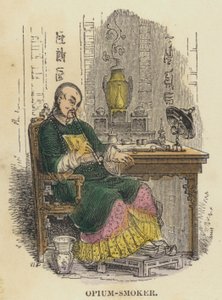 Fumatore di Oppio (incisione colorata) da English School