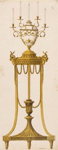Design originale per un treppiede e un vaso per candele, da "Works in Architecture", di Robert e J. Adam, 1773 da English School