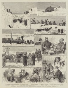 Il nostro artista speciale con la spedizione di soccorso Jeannette, schizzi sulla strada per la Siberia (incisione) da English School