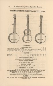 Pagina dal Catalogo Illustrato di Strumenti Musicali di G Butler (incisione)