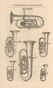 Pagina dal catalogo illustrato di strumenti musicali di G Butler da English School