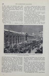 Pagina da un articolo di rivista su una Londra immaginaria coperta di neve