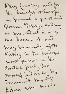 Pagina di una lettera scritta da Nelson poco prima della Battaglia di Trafalgar, lunedì 21 ottobre 1805