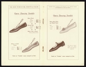 Pagine dal catalogo delle famose scarpe da balletto di Gamba di Milano (litografia) da English School