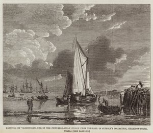 Dipinto di Vandevelde, uno dei quadri recentemente rubati dalla collezione del Conte di Suffolk, Charlton-House, Wilts da English School