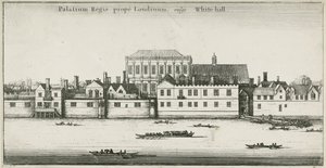 Palazzo di Whitehall dal Tamigi, Westminster, Londra, Regno Unito da English School