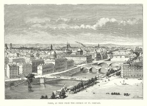 Parigi, vista dalla Chiesa di San Gervasio (incisione) da English School