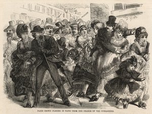 Fuga della folla di Parigi dal panico causato dalla carica dei Corazzieri da English School