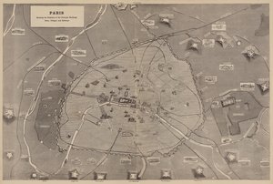 Parigi, mostrando le Posizioni dei Principali Edifici, Forti, Villaggi e Ferrovie (incisione) da English School