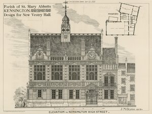 Parrocchia di St Mary Abbotts, Kensington, progetto per la nuova Vestry Hall